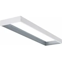 This frame kit enables surface mounting of EPANL fixtures, providing a flush, low-profile installation on ceilings or walls. Dimensions: 24 in width, 48 in length, 3 5/8 in height. Suitable for panel and troffer lights in commercial or industrial settings.
