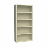 HIRSH Bookcase: Putty, Steel, 72 in Overall Ht, 34 1/2 in Overall Wd, 13 in Overall Dp, 5 Shelves (MPN 21995)
