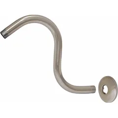 APPROVED VENDOR S Shape Shower Arm, Chrome, Brass, NPT, MPN 15058