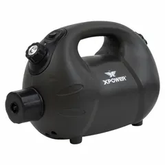 Battery-powered fogger with 20 3/16 fl oz polypropylene tank. Designed for applying bleach and disinfectant solutions in industrial and commercial settings. Portable operation enables treatment of hard-to-reach areas.