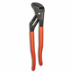 Flat-jaw tongue and groove pliers with serrated groove joint for secure gripping. Overall length 12 in, maximum jaw opening 2 1/4 in. Suitable for gripping, turning, and clamping nuts, pipes, and fittings in plumbing, mechanical, and industrial maintenance applications.