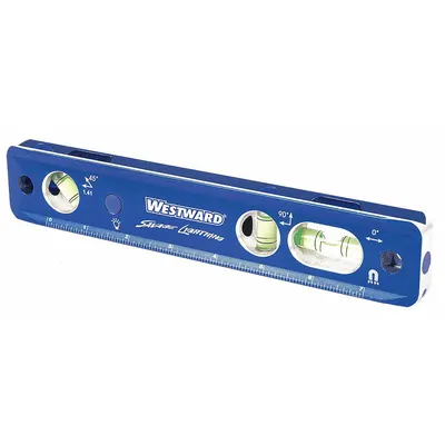 WESTWARD Torpedo Level: Level, Plumb & 45° Angle, 9 in Overall Lg, Side Read Only - Magnetic Torpedo Levels
