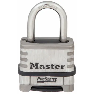 MASTER LOCK Combination Padlock: Scrolling Combo, Silver, Stainless Steel - Standard Shackle Combination Padlocks