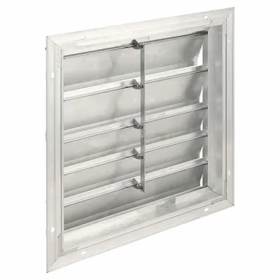 Dayton 21 in H x 21 in W Wall-Mount Backdraft Damper, Single Panel, 3 in D - Wall-Mount Backdraft Dampers