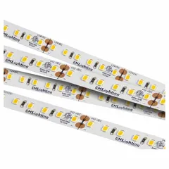 This 12V LED tape light delivers 126 lumens of warm white light at 3000K. It is dimmable and has a top bend design. Includes three ESTW-61 connectors. Suitable for accent, under-cabinet, or cove lighting in residential or commercial spaces.