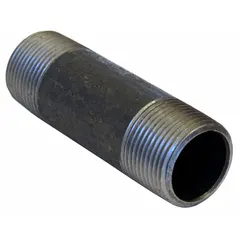 This Schedule 40 welded pipe nipple features male NPT threads on both ends for connecting two female threaded fittings in low-pressure piping systems. It is commonly used in industrial plumbing, compressed air lines, and water distribution. Made in the USA.