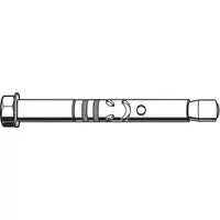 Sleeve anchor with hex nut for fastening into concrete, brick, or block. Diameter 5/8 in, thread size 1/2", overall length 4-1/4 in. Plain finish, hex nut type. Supplied as a 5-pack