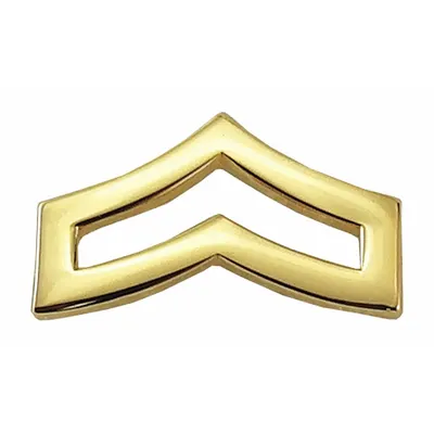 HEROS PRIDE Metal Rank Insignia CPL Chevron 3/4 in Gold Clutch Pin - Metallic Insignia