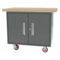 GREENE MANUFACTURING, INC. Mobile Cabinet Workbench: 38 in x 24 in, Butcher Block, Gray, Lower Shelf (MPN MG-200.M)