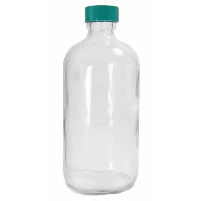 QORPAK Sampling Bottle: 30 mL, Colorless, 20-400, Urea, 48, Polyethylene/PTFE - Clear Narrow Mouth Round Glass Lab Bottles