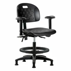 Approved Vendor Polyurethane Lab Chair with Arms, Adjustable Height 19 3/4" to 27 1/2", 18" Seat Width