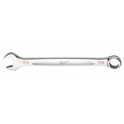 MILWAUKEE Combination Wrench: Chrome Vanadium Steel, Chrome, 15/16 in Head Size - SAE 12-Point Combination Wrenches