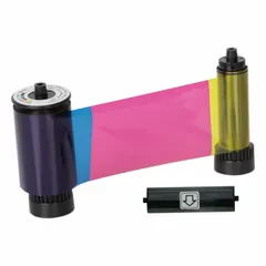 Full-color ribbon for ID card printers, yielding 250 prints per roll. Compatible with manufacturer part number S38310. Used for printing images and text on plastic ID cards in applications such as employee badges, student IDs, membership cards, and access control credentials.