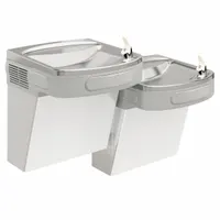 ELKAY Bi-Level Drinking Fountain: On-Wall, 25 5/16 in Ht, Front Pushbar, 8 gph @ 50°F, Silver (MPN EZSTL8SC)