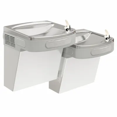 ELKAY Bi-Level Drinking Fountain: On-Wall, 25 5/16 in Ht, Front Pushbar, 8 gph @ 50°F - On-Wall Two-Level Drinking Fountains