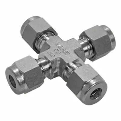 HAM-LET Let-Lok Double-Ferrule Stainless Steel Cross Fitting - Double-Ferrule Stainless Steel Fittings