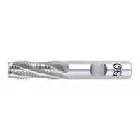 Cobalt roughing end mill with 6 flutes, 2-inch mill diameter, 4-inch length of cut, and 7-3/4-inch overall length. Designed for heavy material removal in ferrous metals and high-temperature alloys. Suitable for roughing operations in mold, die, and aerospace applications