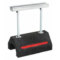 This elevated support block system features an electroplated cast iron support and a rubber base measuring 9.35 inches long by 6 inches wide. The rubber base dampens vibration and reduces noise in piping systems. Suitable for supporting pipes in industrial, commercial, and HVAC installations where stable alignment is needed