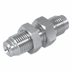 Stainless steel compression fitting union for connecting two tubes of equal outer diameter in high-purity systems. Designed for leak-tight, contamination-free joints in applications such as semiconductor, pharmaceutical, and chemical processing. Fitting size: 1/2 in OD x 1/2 in OD.