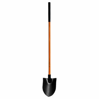 NUPLA Round Point Non-Conductive Shovel: Steel Blade, 14 ga, Straight Handle Type - Round Point Shovels