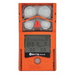 Portable multi-gas detector for Nitrogen Dioxide with orange housing, Lithium Ion battery, and cellular communication. Suitable for industrial environments where toxic gas monitoring is required.
