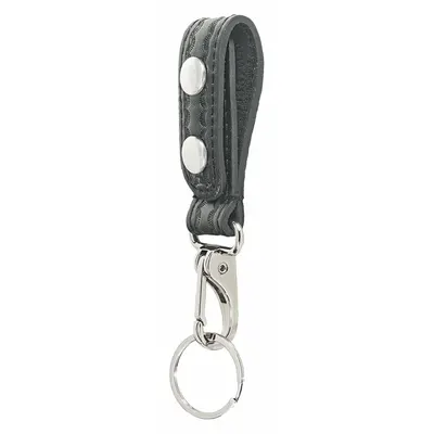 HEROS PRIDE Key Holder: Black, Leather, Basket Weave, 6 1/4 in x 29 mm - Key Holders & Pouches