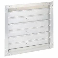 Rectangular motorized control damper with flat aluminum blades and a 1 1/2 in flange width. Operates at 100/240V AC with normally open switch action. Supports maximum air velocity of 3500 fpm. Used in HVAC ductwork to modulate or isolate airflow.