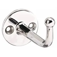 Single-point wall mount utility hook made of stainless steel with a mirror finish. Projects 2-1/2 inches from the wall and supports up to 26 lb. Suitable for hanging tools, equipment, or lightweight items in workshops, labs, or other clean environments