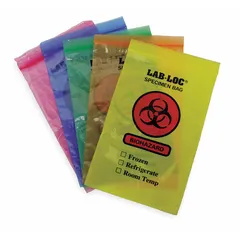Dual Pouch Specimen Transfer Bags, Clear, 2 mil, 6x9 in, Biohazard Legend, Zipper Closure, 1,000 PK (LAB20609AS)