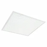 This square perforated diffuser is designed for ceiling lay-in installation in standard drop ceilings. It distributes conditioned air evenly in commercial HVAC systems. The white plastic construction provides a clean appearance. Non-insulated, without adjustable blades