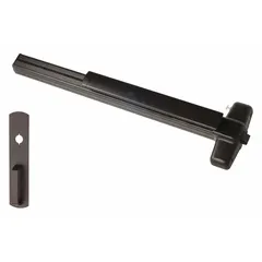 Rim-type exit device with touchbar style, bronze finish, and night latch outside trim. Designed for doors up to 3 ft wide. ADA compliant for commercial egress applications.