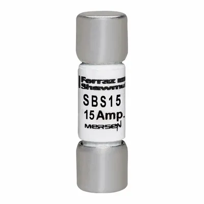 MERSEN Fuse: SBS Series, Midget, Fast-Acting, 15 A, 600 V AC, 13/32 in x 1 3/8 in - Fast-Acting Cylindrical Fuses