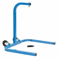 Steel mounting bracket with a powder-coated blue finish, designed for supporting fans in commercial or industrial settings. Includes installation instructions. Measures 35 inches in length and 32 inches in width.