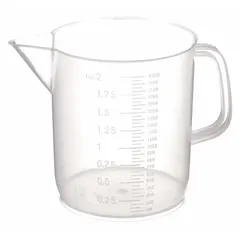 Low Form Plastic Beaker with Handle, Polypropylene, Translucent, 2000 mL