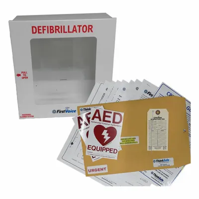 FIRST VOICE Defibrillator Storage Cabinet: Defibrillator Storage Cabinet, Alarm Included - Alarmed Wall Mounted Storage Cabinets for AEDs
