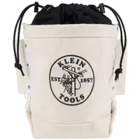 KLEIN TOOLS Bucket Bag: 10 in W x 9 in H x 5 in L, Off-White, Canvas, 2 Pockets, Drawstring (MPN 5416TC)