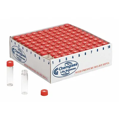 CHEMGLASS Vial with Cap: 7.39 mL, A, Includes Closure, Polypropylene, 17 mm Body Dia - Glass Sample Vials