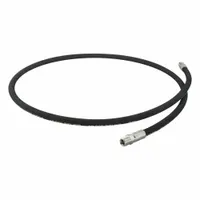 Hydraulic hose assembly with 6 ft length, 3/8 in NPTF male fittings on both ends, and black rubber hose. Suitable for connecting hydraulic components in low-pressure return or pilot lines in industrial machinery and equipment