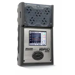 The MX6 iBrid is a portable multi-gas detector designed for continuous personal safety monitoring in industrial environments such as refineries, chemical plants, and confined spaces. This model detects Carbon Dioxide, features a black housing, and is powered by a Lithium Ion battery. It is rated IP64 for ingress protection.