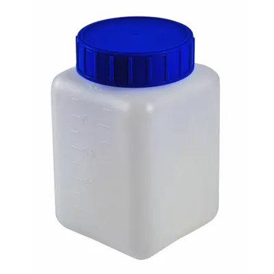 DYNALON Graduated Bottle: 500 mL, 16.9 fl oz, HDPE, Natural, Rectangular, Closure Included - HDPE Rectangular Lab Bottles