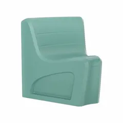 Armless lounge chair with a polyethylene seat in Aqua. Floor mount design for stability. Single seat configuration. Suitable for waiting areas, lobbies, or break rooms.