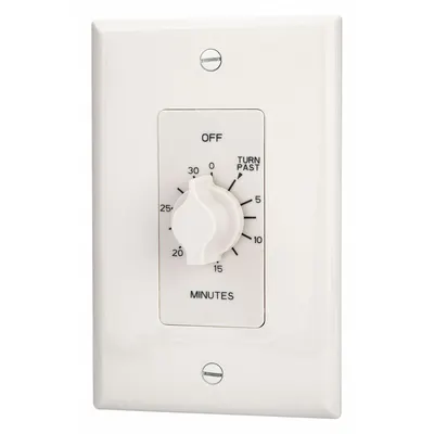 TORK Spring-Wound Timer: 30 min Max, SPDT, 125V AC, No Wall Plate Included - Spring-Wound Mechanical Timers without Wall Plates