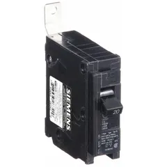 The Siemens B120 is a 20 A, single-pole miniature circuit breaker from the BL Series, rated 120/240V AC with a maximum AIR rating of 10kA at 120/240V AC. Designed for bolt-on installation in Siemens P1 Panelboards, it provides overcurrent protection in single-phase branch circuits for commercial and industrial applications.