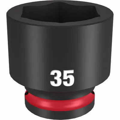 MILWAUKEE Standard Impact Socket: 1/2 in Drive Size, Metric, 35 mm Socket Size, 6-Point - 1/2" Drive Impact Sockets