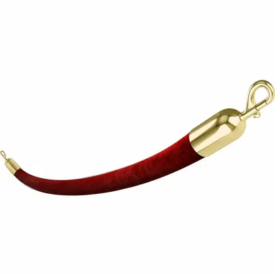 VISIONTRON 847RD72SEHD-PB2 Barrier Rope, Red Velvet, 6 ft, Brass End Caps - Barrier Ropes
