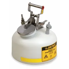 This polyethylene waste can is designed for the safe collection of liquid waste from high-performance liquid chromatography (HPLC) systems. It features an EDPM seal and polypropylene fittings to resist chemical attack from organic solvents. The 2-gallon capacity provides sufficient volume for laboratory waste streams.