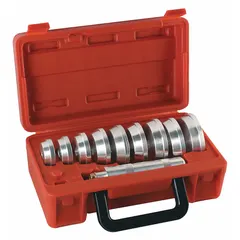 This set includes nine tapered drivers made of aluminum for installing bearing races and seals on most standard wheel bearings. Used in automotive and industrial wheel-end maintenance to ensure precise, damage-free installation.