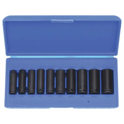 WESTWARD Impact Socket Set: 3/8 in Drive Size, Small Set (0-50 pieces) Set Size - SAE Impact Socket Sets