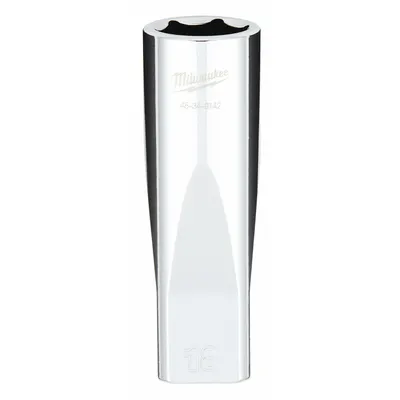 MILWAUKEE Deep Well Socket: Metric, 1/2 in Drive Size, 18 mm Socket Size, 6-Point - Anti-Roll Hand Sockets