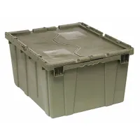 QUANTUM STORAGE SYSTEMS Attached Lid Tote: 29.9 gal, 28 1/8 in x 20 5/8 in x 15 5/8 in, Gray Body (MPN QDC2820-15)